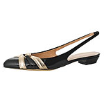 Patent-leather flats with leather trim, Be & D.
