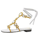 Leather sandals with enamel stones, Hollywould.