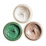 Avocado + Cucumber, Bearberry + White Tea, and Green Exfoliator masks, GRN by Exhale.