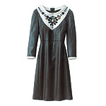 Polyester dress with embellished canvas-polyurethane, Tory Burch.