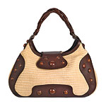 Straw bag with leather trim, Alberta Ferretti.