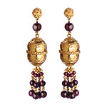 Bronze-and-garnet earrings, Stephen Dweck.
