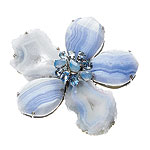 Chalcedony pin with synthetic sapphire, Siman Tu.