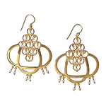 Gold plate earrings with freshwater pearls, A by Andrea Barna.