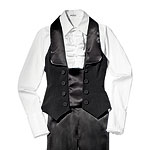 Wool gabardine vest with stretch satin, Black Halo.