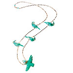 14kt-gold-and-turquoise blue-bird necklace, Katherine Azarmi-Rose.
