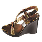 Leather-and-rope wedge sandal, Bally.