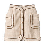 Silk skirt with wooden buttons, Lorena Calma.