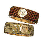 Metal and canvas cuffs, AK Anne Klein.