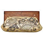Leather clutch with brass and wood, Rafe.