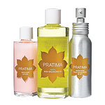 Soothing lotion, Vata body-balancing oil, and Neem Rose face sunscreen SPF 30, Pratima.