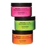 Body butter sampler set in Tropical Jasmine, Citrus Sage and Tangerine Grapefruit, Sephora Collection.