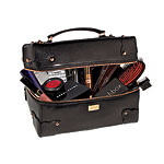 Leather train case in black, Give.