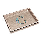 Upholstered linen tray, Monogram Market.