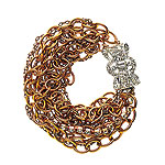 Brass-and-gold-filled chain bracelet with rhinestone clasp, Gara Danielle.