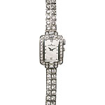 Silver-tone case watch with Swarovski crystals and mother-of-pearl, AK Anne Klein.