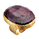 Gold-dipped raw-ruby ring, Azaara.