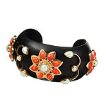 Cuff of resin, pearl, gold plate and ebony, Isharya.