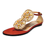 Sandals of beaded linen and leather, Tibi.