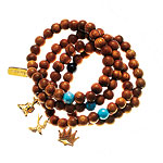 Wood bead bracelets with vermeil charms, Flying Lizard Designs.