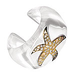 Resin bracelet with gold plate and cubic zirconia, Isharya.