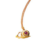 14kt gold, enamel and ruby charm, Roseark.