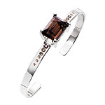 Cuff of 14kt white gold with smoky quartz and diamonds, Anna Sheffield.