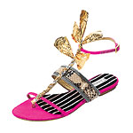 Python and satin sandals, Christian Lacroix.