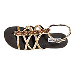 Beaded metallic leather sandals, Steve Madden.