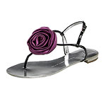 Patent-leather sandals with satin flower, Giuseppe Zanotti.