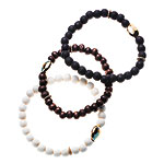 14kt-gold coin and wood bead bracelet, 