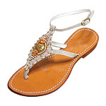 Beaded leather and canvas sandals, Cocobelle.