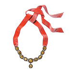 Antique paste and moss agate on velvet ribbon necklace, Larkspur & Hawk.