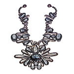 Semiprecious stone and galvanized metal necklace, Nina Ricci.