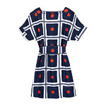 Silk-cotton print square-neck dress, Banana Republic.