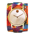 Hand painted python cuff watch, Movado.