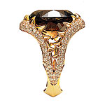 18kt gold and 2.98-carat diamond setting with 21.96-carat smoky quartz shark ring, Stephen Webster.