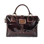 Antiqued metallic patent bag with metallic trim, Donald J. Pliner.