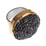 Vintage glass, 10kt-gold and sterling-silver "Caviar" ring, Lori Leavitt.