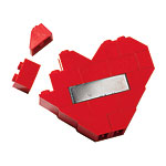 Lego heart brooch, Dee and Ricky.
