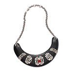 Painted hand-carved Lucite necklace with jeweled detail, Alexis Bittar.
