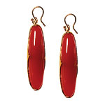 Carnelian and 14kt gold earrings, Russel Jones.
