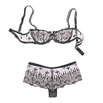 Nylon, plyester and spandex bra and bottoms, Chantelle.