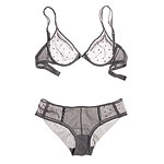 Embroidered stretch tulle and silk bra and bottoms, La Perla.
