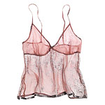 Silk crinkle chiffon cami with satin ribbon trim, Si Belle by Sibel Mesta.