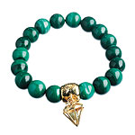 Malachite bracelet with rough diamond, Simmons Jewelry Company.