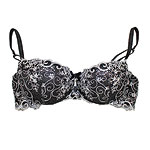 Mesh bra with embroidery and Swarovski crystals, Cosabella.