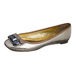Metallic leather ballet flats with jewels, J. Crew.
