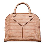 Top-handle bag in croc-embossed leather, Yves Saint Laurent.