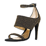 Beaded satin sandals, Sergio Rossi.